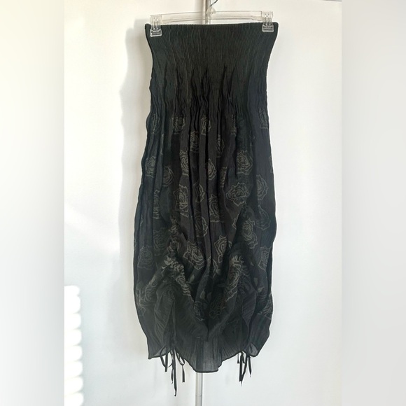 Lagenlook Convertible Skirt Dress Cinched Ruched Whimsigoth Sheer Dark Romantic‎ - Picture 1 of 9